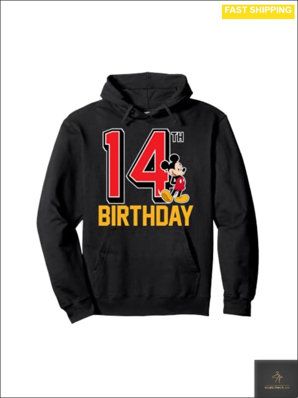 Mickey Mouse 14th Birthday Pullover Hoodie Classic Fit Twill-Taped Neck